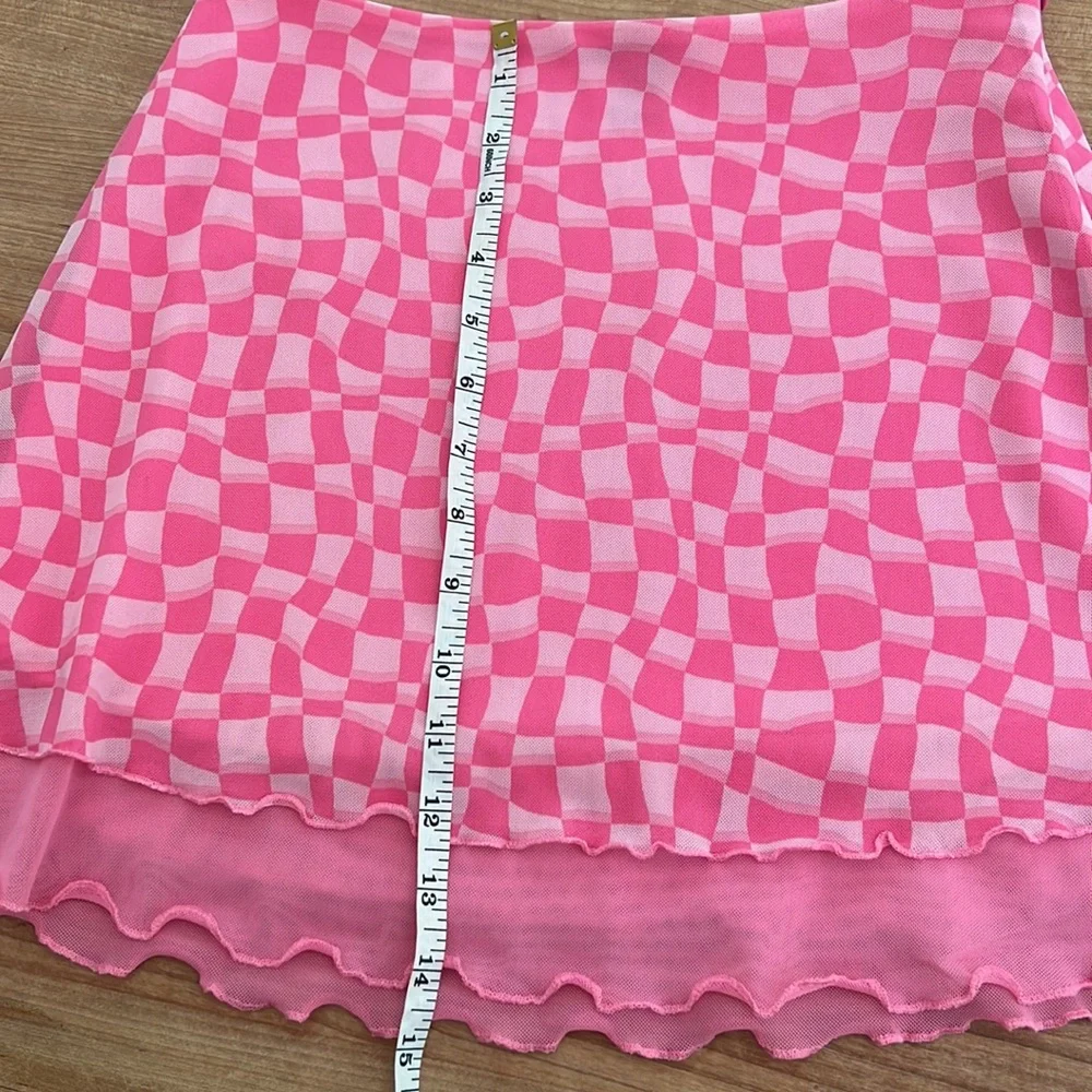Forever 21 Pink Checkerboard Layered Skirt